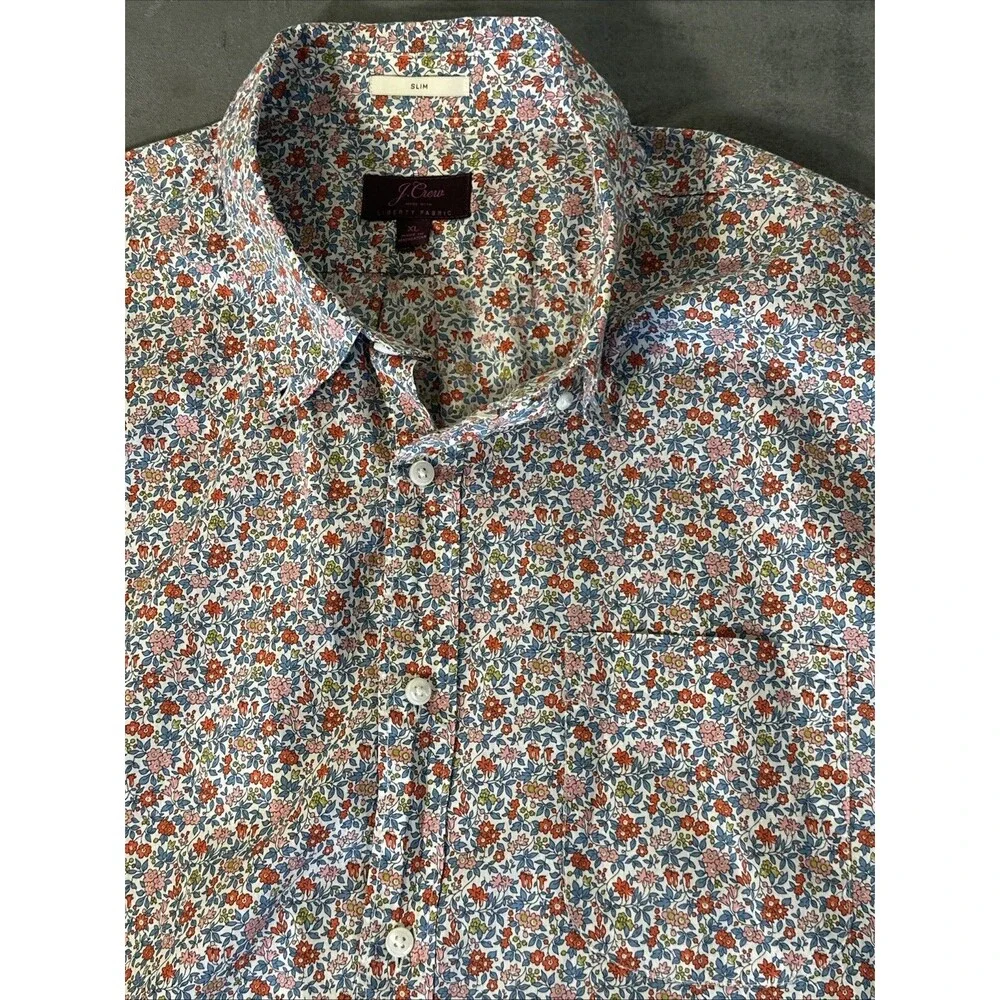 J Crew Liberty Fabric XL Men’s LS Shirt Floral Bouquet Americana Slim Fit